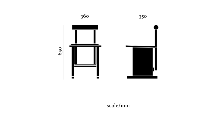 寸法図：幅36cm高さ65cm奥行35cm